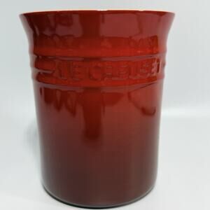 Le Creuset Utensil Crock Red 2.75 Quart 6" Tall Red Orange Fade 0709